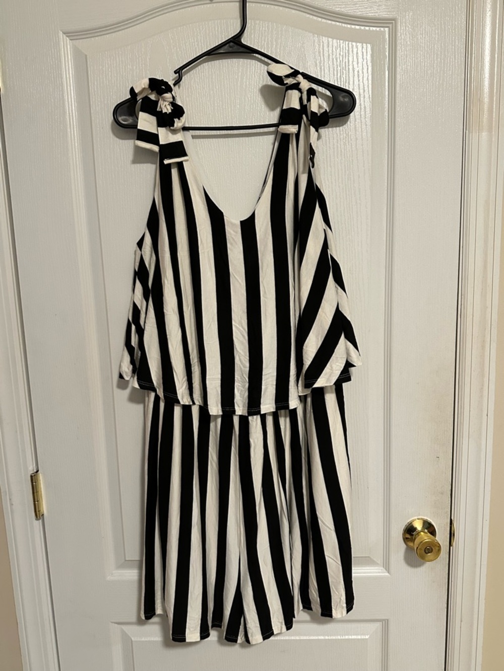 White Birch Black White Stripe Romper 3X Sleeveless Stretch Soft Cute NWOT